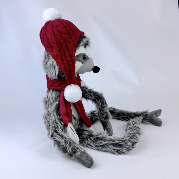 Winter Holiday Sloth. Wearing Red & White Winter Hat and Scarf. Weighted Bottom - Picture 2 of 7